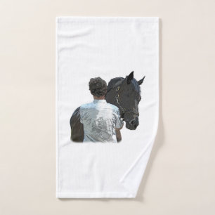 Man Holding Horse Light Hand Towel