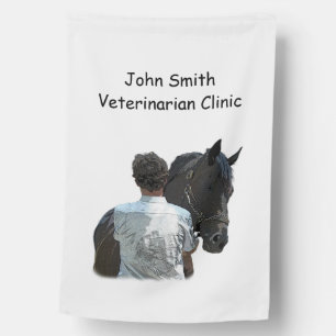 Man Holding Horse Light House Flag