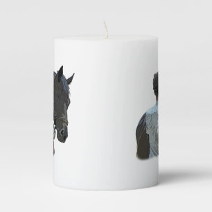 Man Holding Horse Light Pillar Candle