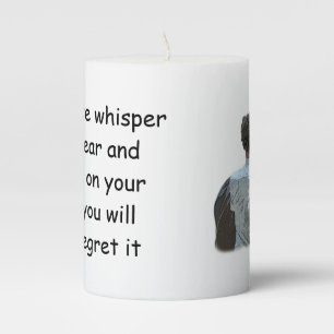 Man Holding Horse Light Pillar Candle Quote