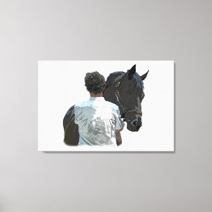 Man Holding Horse Light Stretched Canvas Print