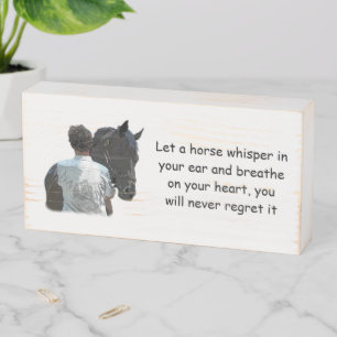 Man Holding Horse Light Wood Box Sign