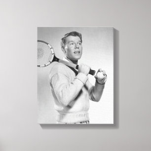 Man Holding Tennis Racket Canvas Print