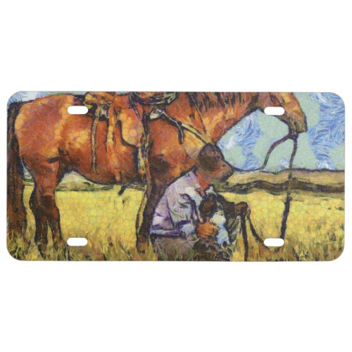 Man horse and dog license plate