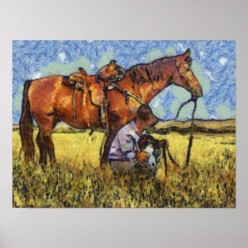 Man horse and dog poster