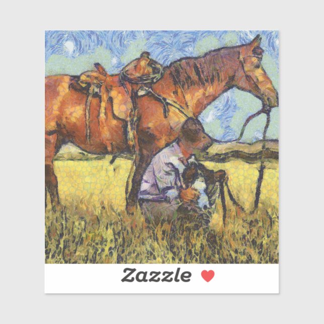 Man, horse and dog sticker (Sheet)