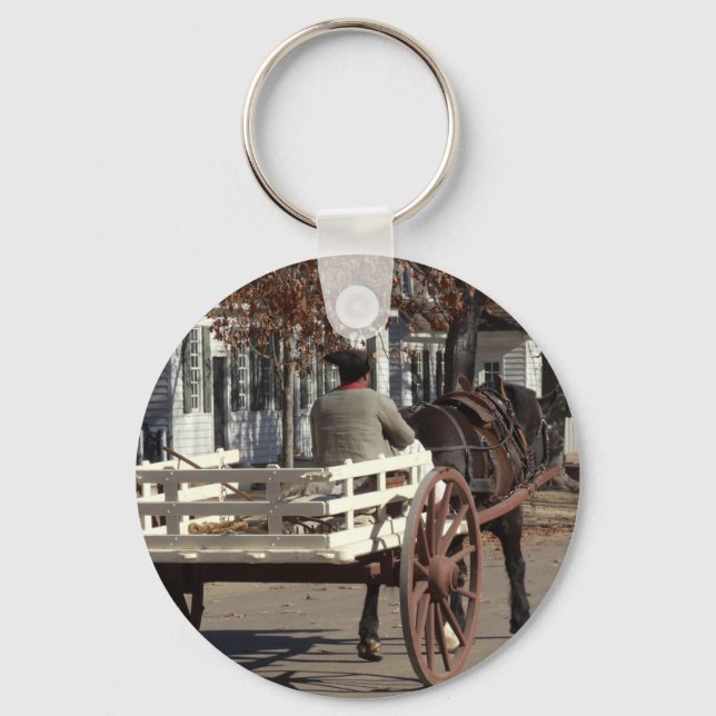 Man, Horse and Wagon Colonial Williamsburg Keychain (Front)