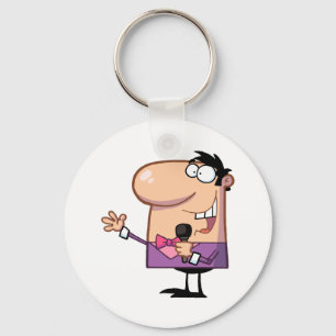 Man Hosting A Show And Talking Into A Microphone Keychain