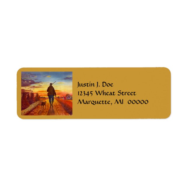 Man & Hunting Dog Walking @ Sunset Address Labels (Front)