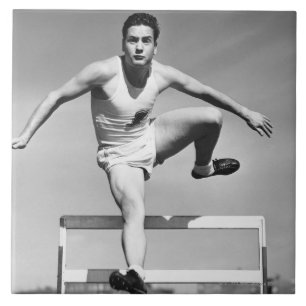 Man Hurdling Ceramic Tile