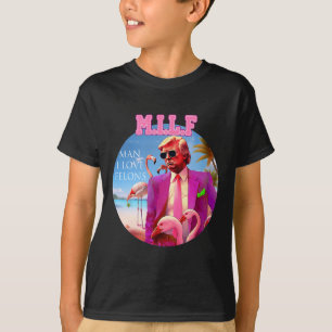 Man I Love Felons Funny Trump Flamingo Pink 2024 T-Shirt