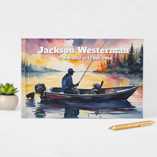 Man in a Fishing Boat on Lake Memorial   Guest Book