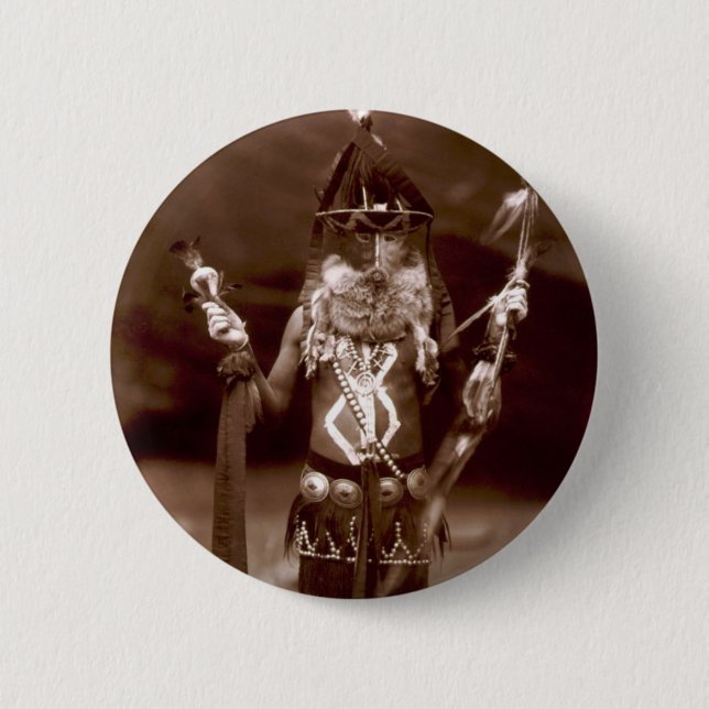 man in ceremonial dress pinback button (Front)
