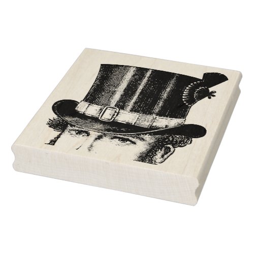 Man in Feathered Top Hat Vintage Rubber Art Stamp