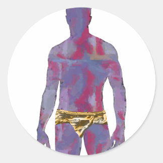 Man in Gold Underwear Classic Round Sticker