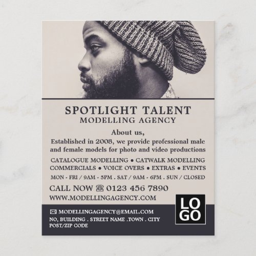 Man in Hat Modeling Agency Model Agent Advert Flyer