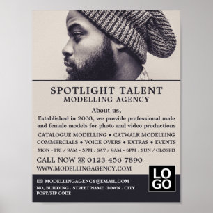 Man in Hat, Modeling Agency, Model Agent Advert Poster