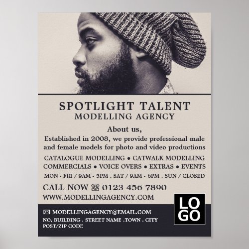 Man in Hat Modeling Agency Model Agent Advert Poster
