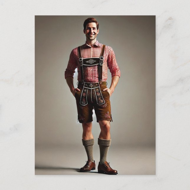 Man in Lederhosen Postcard (Front)