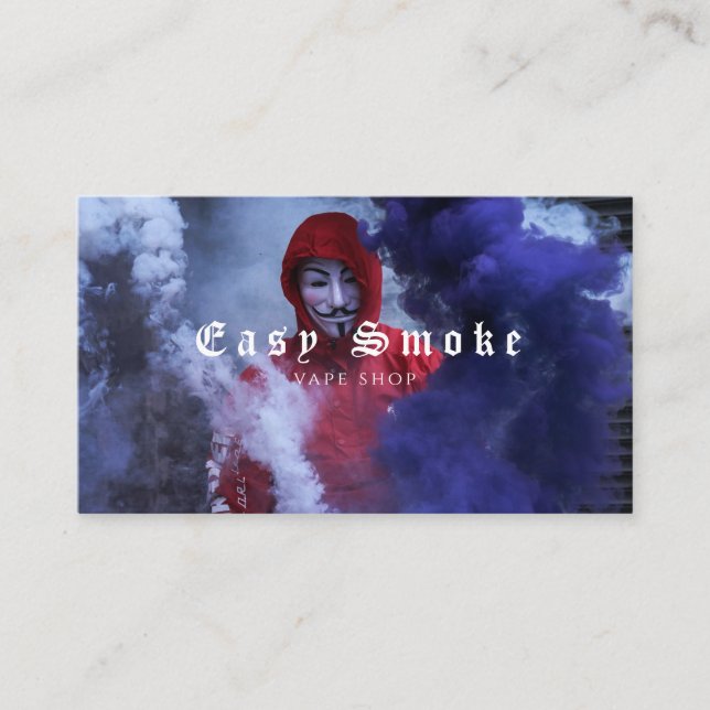 Man in Mask Smoke Vape Shop Business Card (Front)