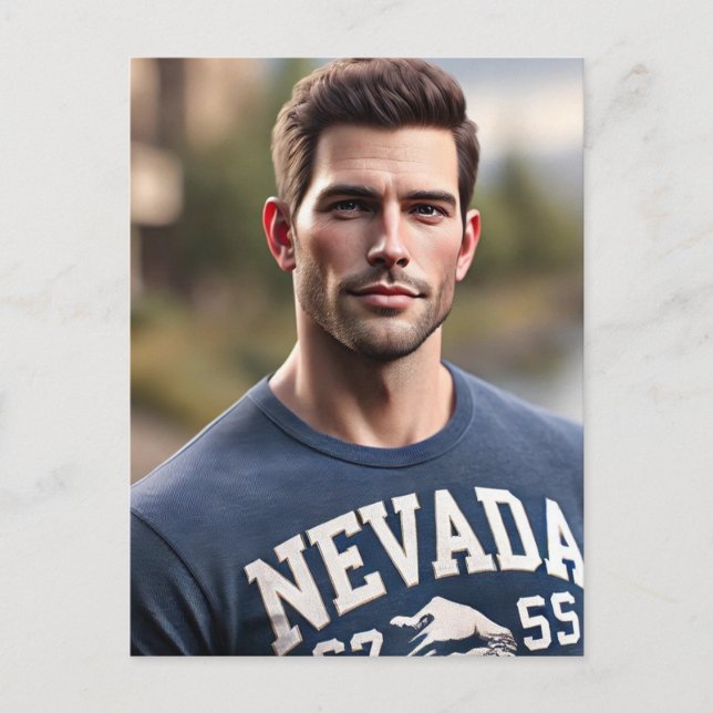 Man in Nevada shirt Postcard (Front)