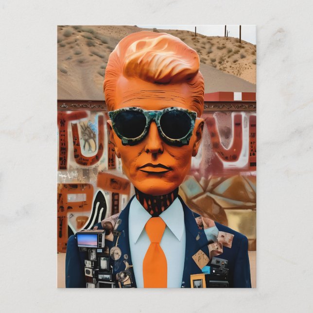 Man in Orange Tie a Decaying Society Postcard (Front)