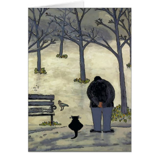 Man in Park, Cat and Bird