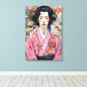 Man in Pink Kimono Canvas Print