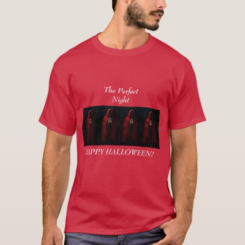 Man in Red Cape Halloween mens T_Shirt