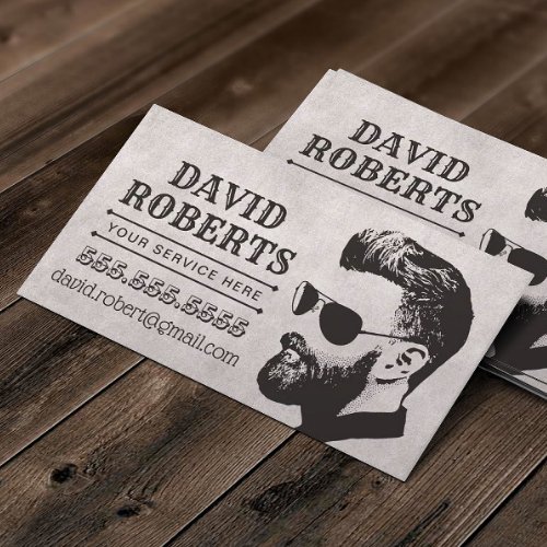 Man in Sunglasses Retro Typography Professional Business Card