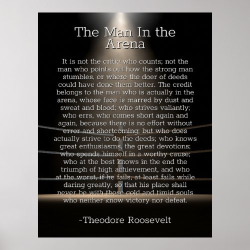 Man In the Arena by Theodore Roosevelt Poster V2