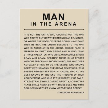 Man In The Arena - Daring Greatly Announcement Postcard by Your_Treasures at Zazzle