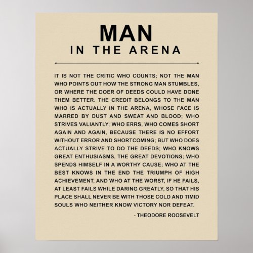 Man In The Arena _ Daring Greatly Poster