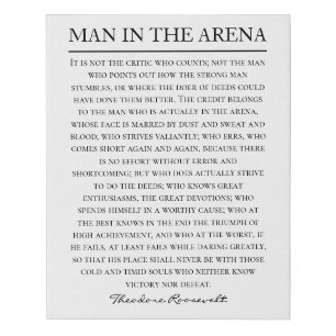Man in the Arena Speech Theodore Roosevelt Quote P Faux Canvas Print