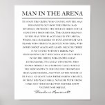 Man In The Arena Speech Theodore Roosevelt Quote Poster at Zazzle