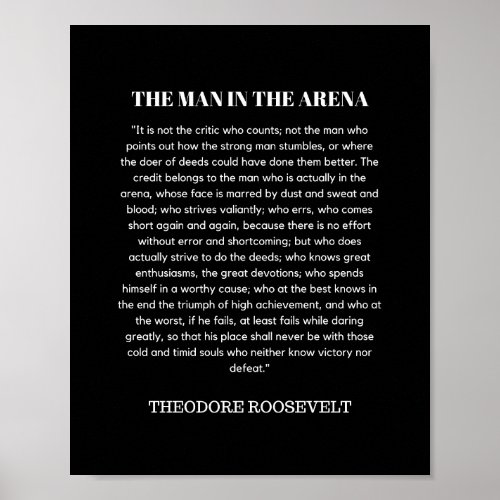 Man In The Arena Theodore Roosevelt Poster