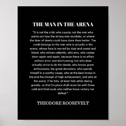 Man In The Arena Theodore Roosevelt Poster