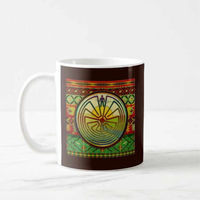 MAN IN THE MAZE landscape + your backgr. & text Coffee Mug (Left)
