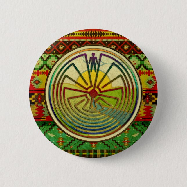 MAN IN THE MAZE landscape + your background Pinback Button (Front)