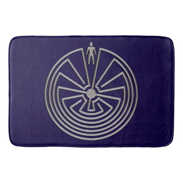MAN IN THE MAZE silver + your background Bathroom Mat (Front)