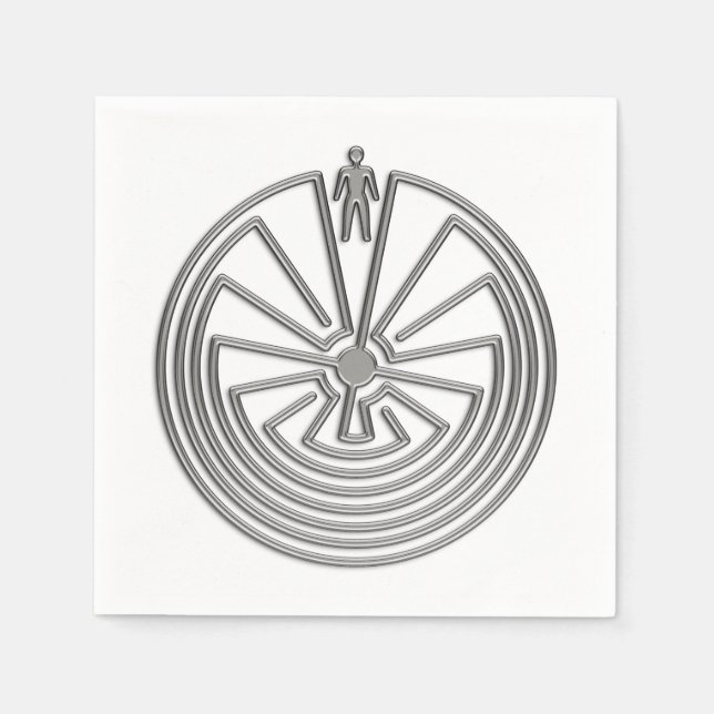 MAN IN THE MAZE silver + your background Paper Napkins (Front)
