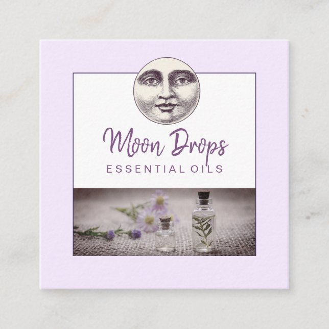 Man In The Moon Essential Oils Aromatherapy Beauty Square Business Card (Front)