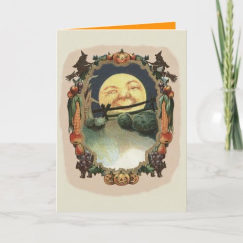 Man In The Moon Jack O Lantern Witch Card