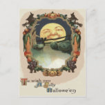 Man In The Moon Jack O Lantern Witch Postcard