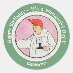 Man in the Moon Mother Goose Birthday Party Items  Classic Round Sticker