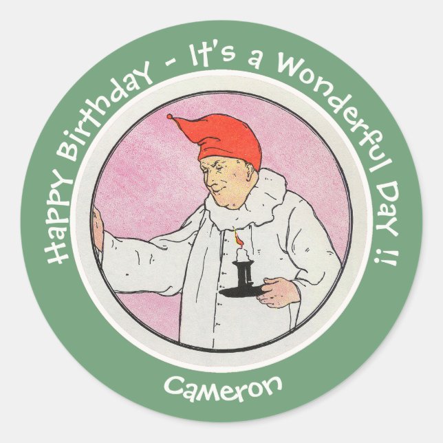 Man in the Moon Mother Goose Birthday Party Items  Classic Round Sticker (Front)