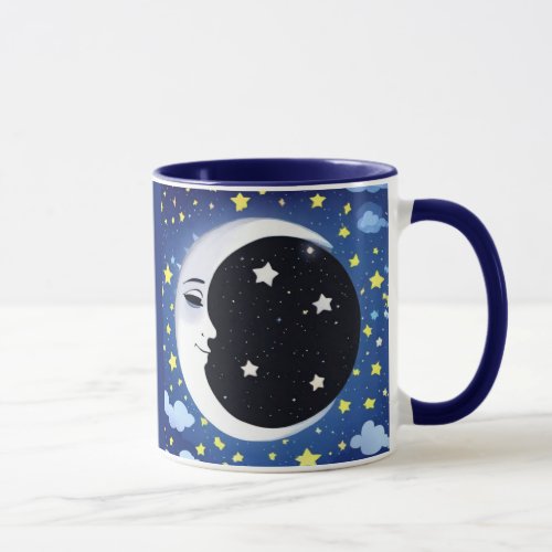 Man in the Moon on a Starry Background  Mug