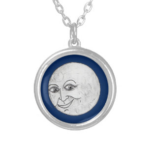 Man in the Moon Silver Plated Necklace