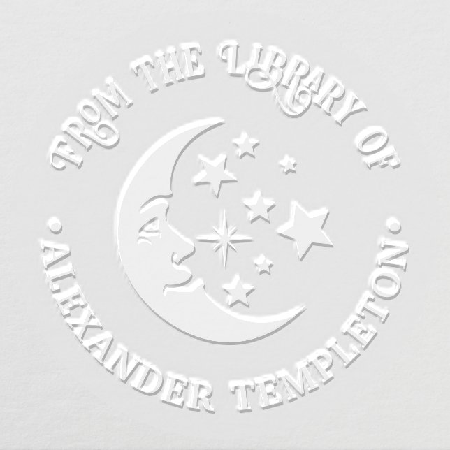 Man in the Moon Stars Library Book Name Embosser (Design)