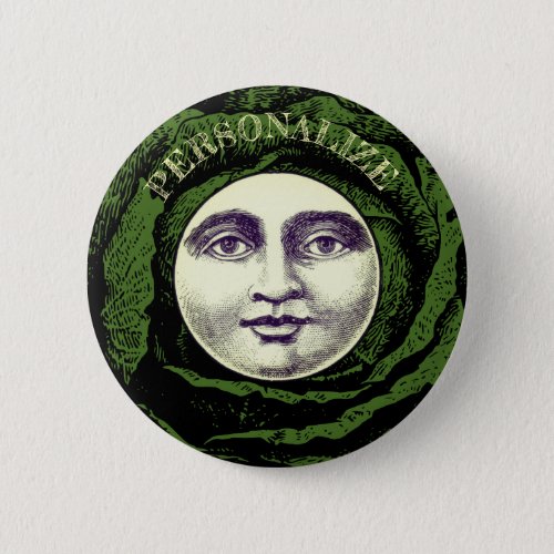 Man in the moon vintage cabbage head  button